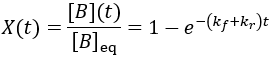 Reaction completion equation for first order reversible reaction