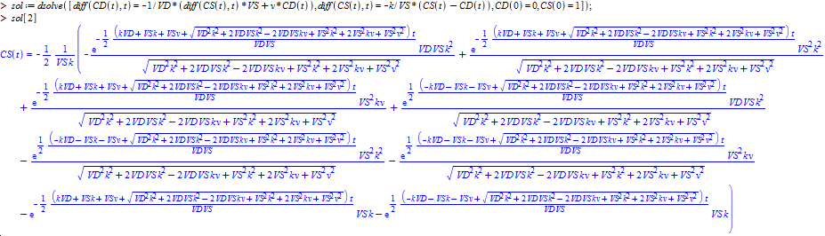 Maple differential equation solution