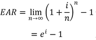 Effective annual interest rate continous compounding