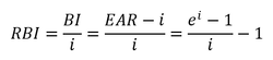 Relative bonus interest from continous compounding