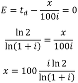 Rule of 72 parameter calculation