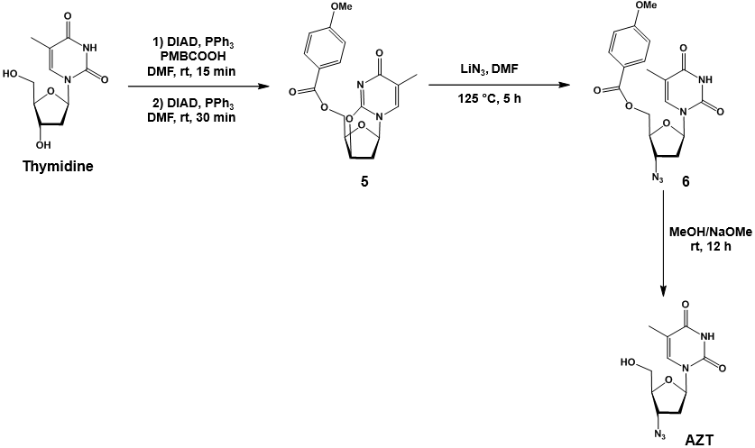 AZT synthesis through Mitsunobu chemistry